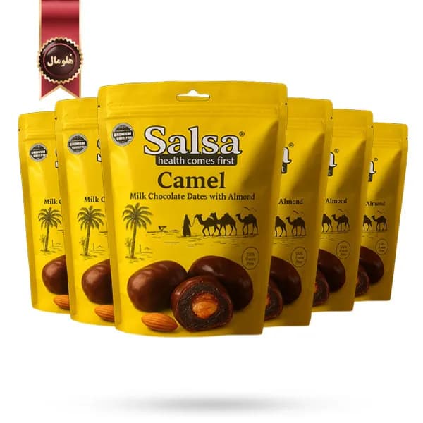 6 بسته شکلات خرمایی سالسا Salsa مدل شکلات شیر شتر با بادام Camel Milk Chocolate With Almond وزن 250 گرم (اورجینال) — تصویر ۲