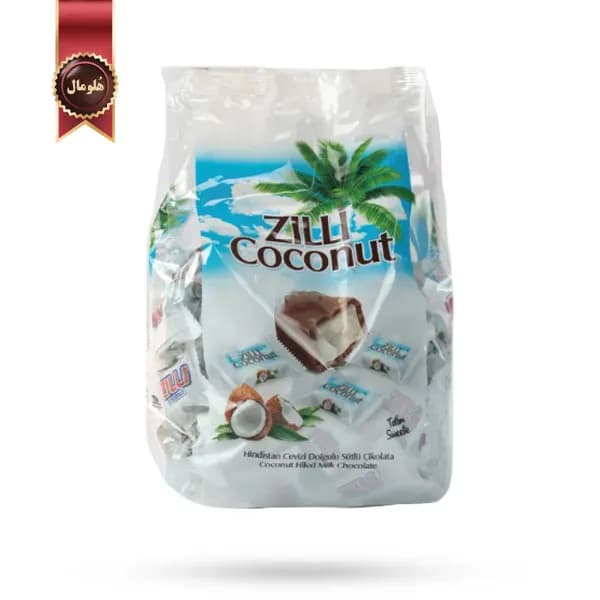 شکلات زیلی Zilli مدل نارگیل و شکلات شیری coconut milk Chocolate یک کیلویی (اورجینال) — تصویر ۲