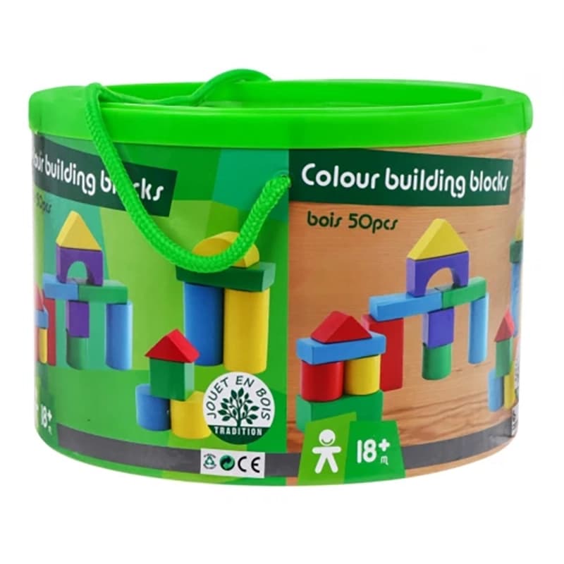 بلوک چوبی رنگی 50 تکه کودک مدل Colour Building Blocks — تصویر ۶