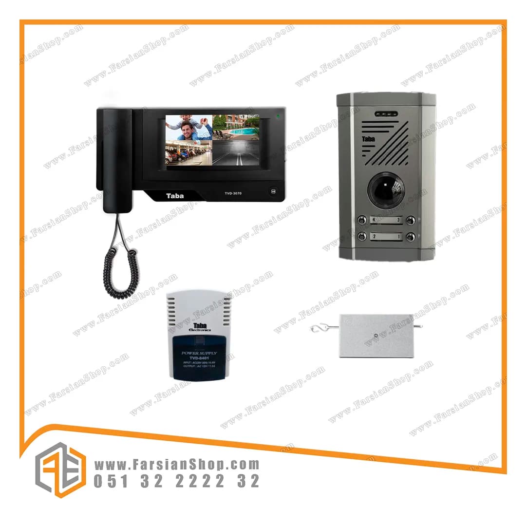 پکیج کامل آیفون تصویری تابا مدل 3070 با پنل 1820 ثمین — تصویر ۲