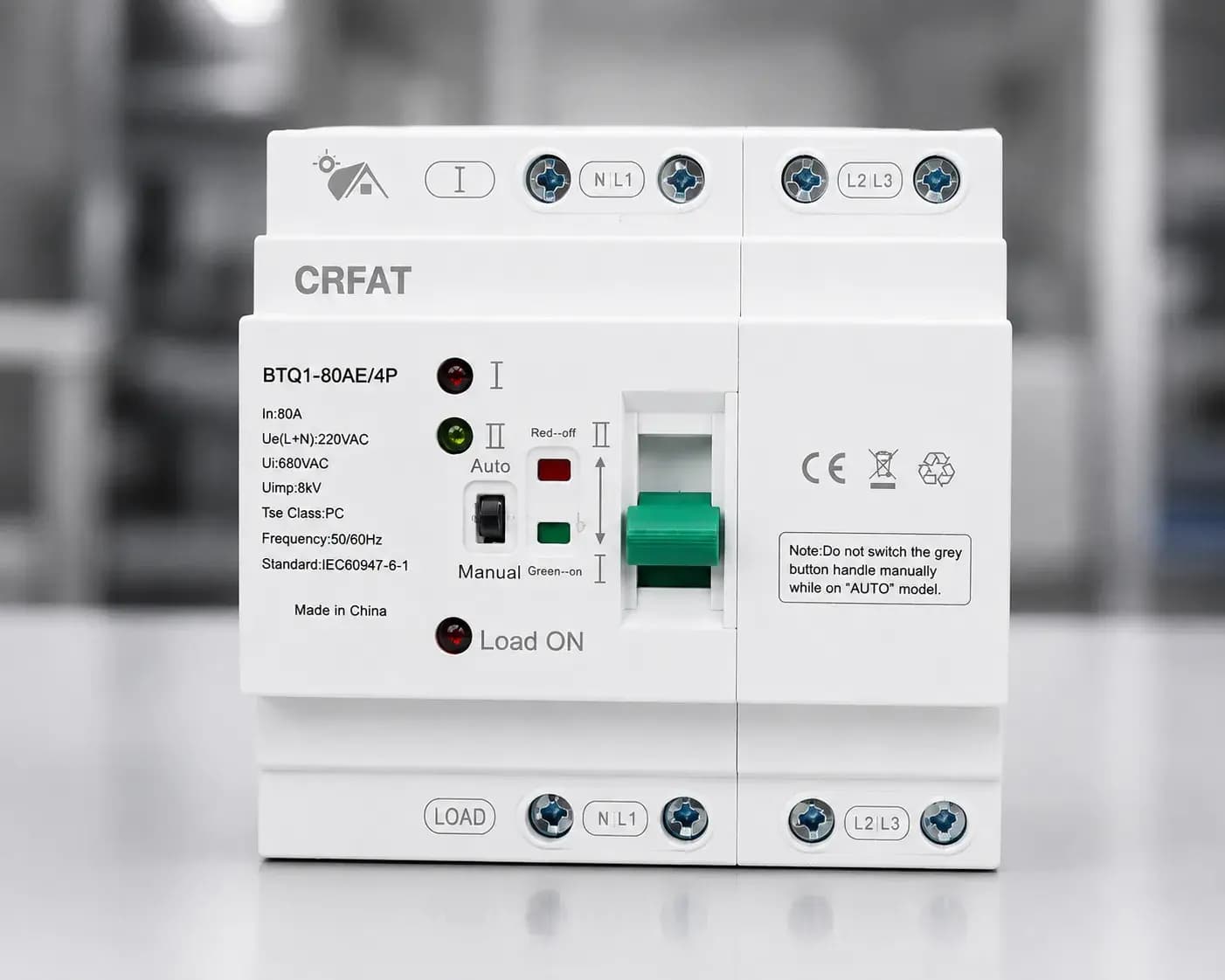 کلید چنجاور اتوماتیک سه فاز ۴ پل CRFAT مدل BTQ1-80AE/4P