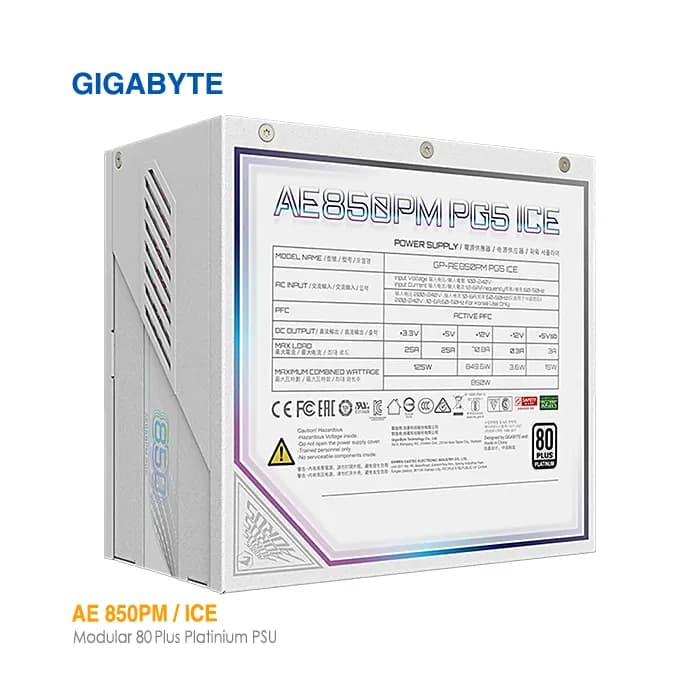 پاور 850 وات پلاتینیوم ماژولار گیگابایت AE850PM ICE — تصویر ۸