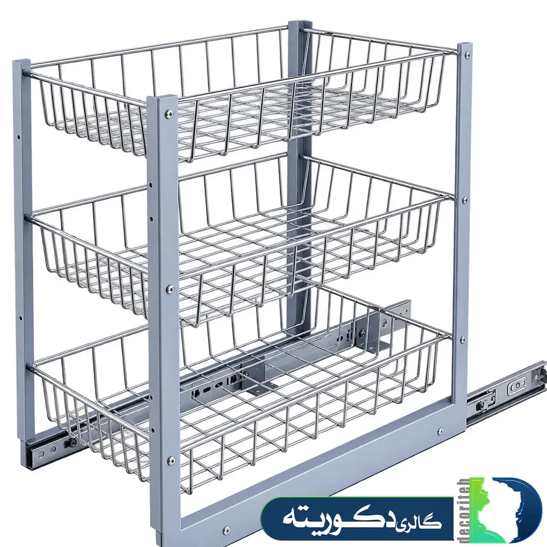سبد کف ریل سه طبقه با ریل سه تکه برند فراسازان — تصویر ۲