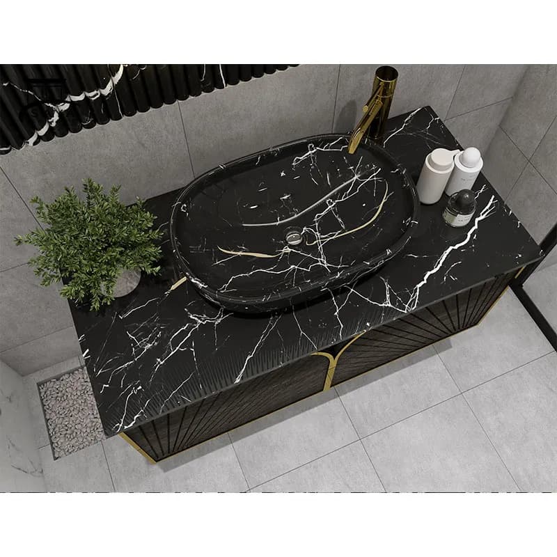 روشویی کابینتی سنگ طبیعی طرح قلب استیل کد 18 — تصویر ۶