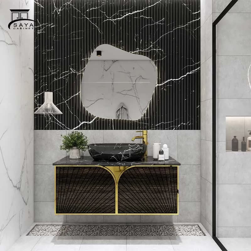 روشویی کابینتی سنگ طبیعی طرح قلب استیل کد 18 — تصویر ۵