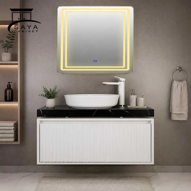 روشویی کابینتی سفیدممبران pvc کد 49 — تصویر ۳
