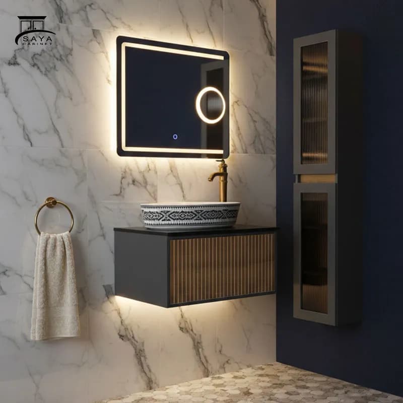 روشویی کابینتی PVC و ترموود دارای باکس کد 14 — تصویر ۳