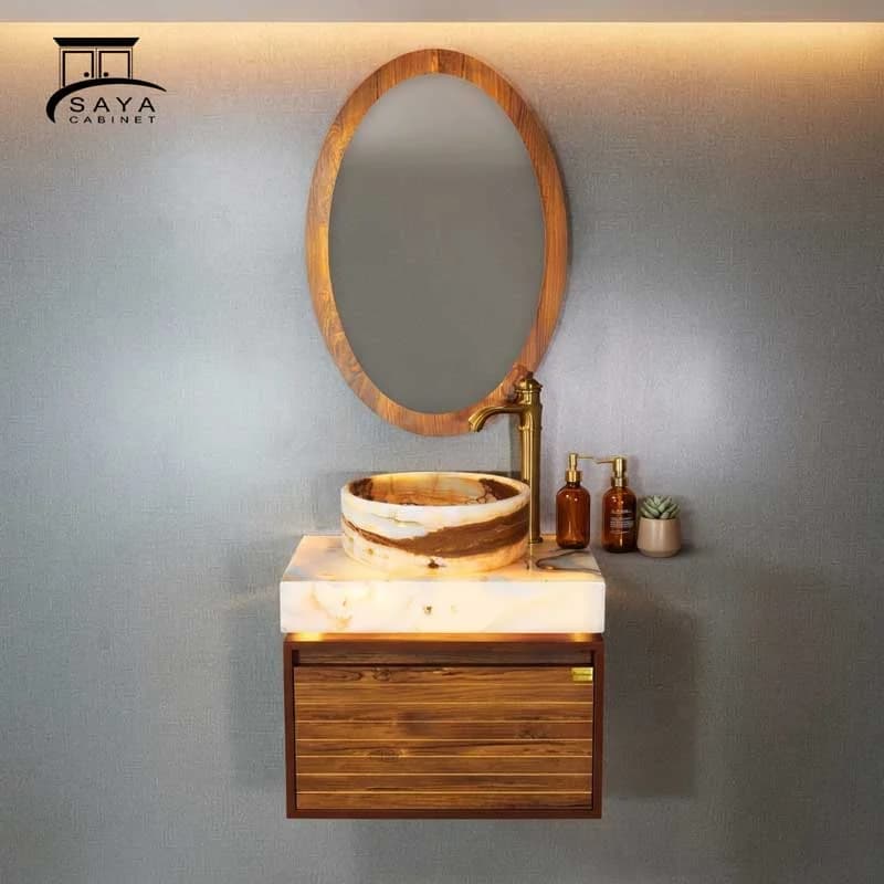 روشویی کابینتی سنگ طبیعی مرمر کد 13 — تصویر ۳