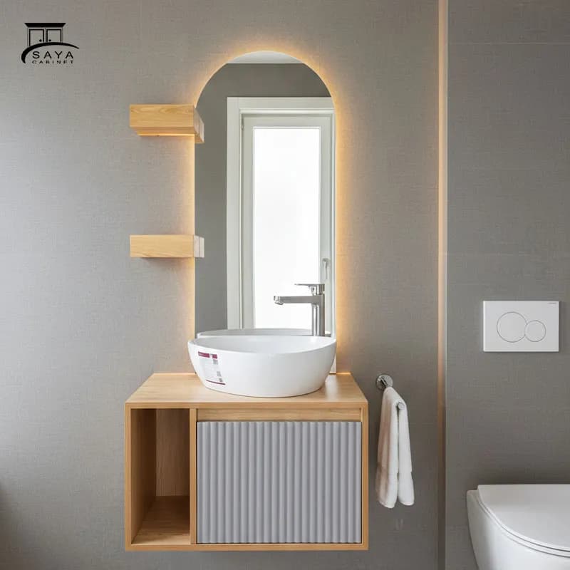 روشویی کابینتی PVC با شلف کاربردی کد 04 — تصویر ۳