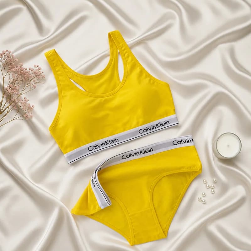 ست نیم تنه و شورت Calvin Klein نخی با کاپ متحرک — تصویر ۹