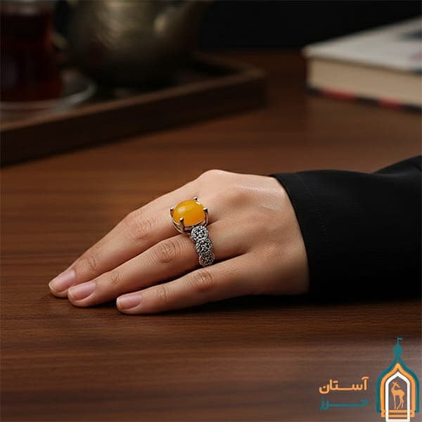انگشتر شرف شمس زنانه نقره مدل نورا — تصویر ۷