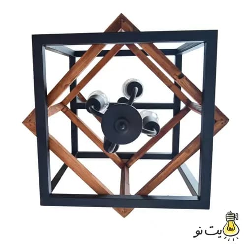 لوستر آویز چهار شعله چوب و فلز دوبل کد 138 — تصویر ۳