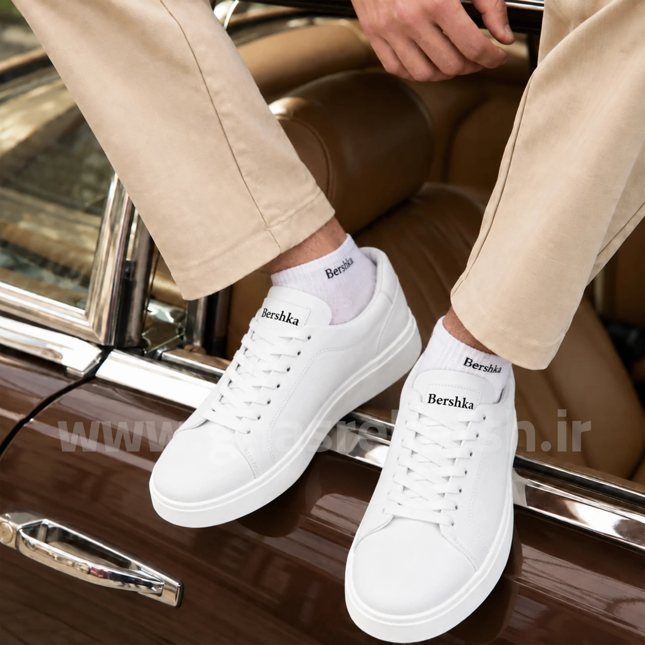 کتونی ونس برشکا Bershka مردانه رنگ سفید کد 2655 — تصویر ۶