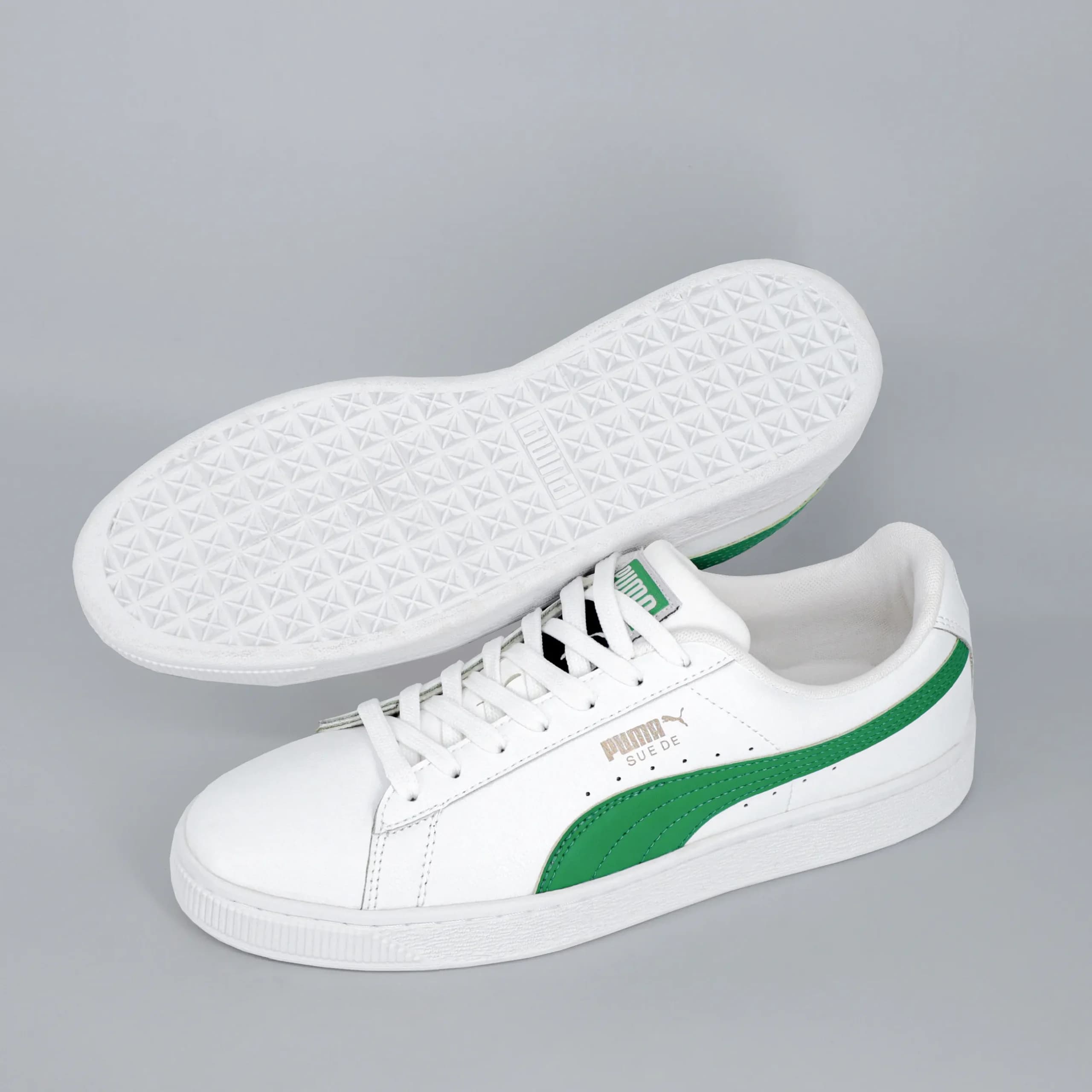 کتونی ونس مردانه پوما سوئد Puma SUEDE رنگ سفید سبز کد 1454 — تصویر ۲