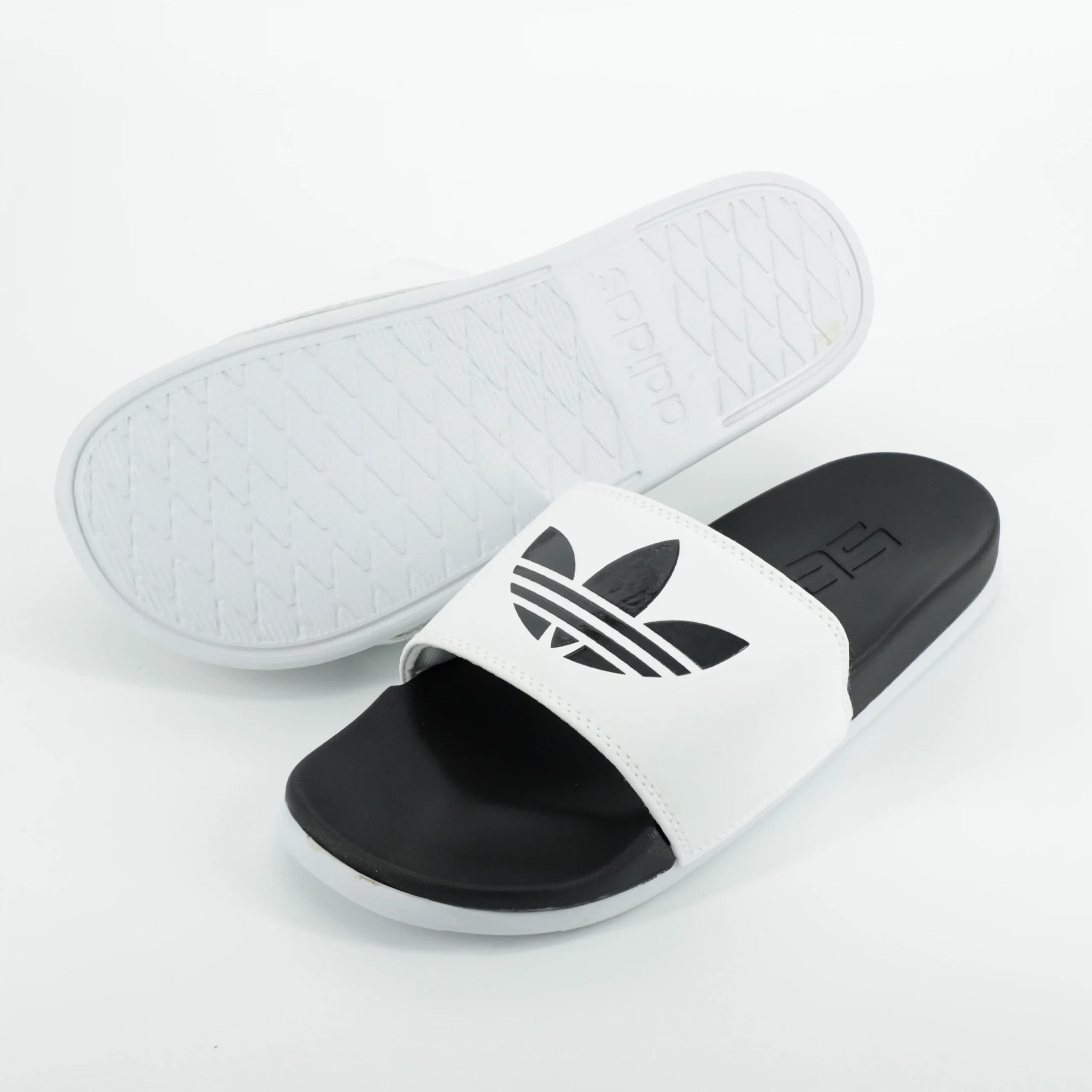 صندل دمپایی مردانه آدیداس adidas slipper رنگ سفید مشکی کد 645 — تصویر ۸