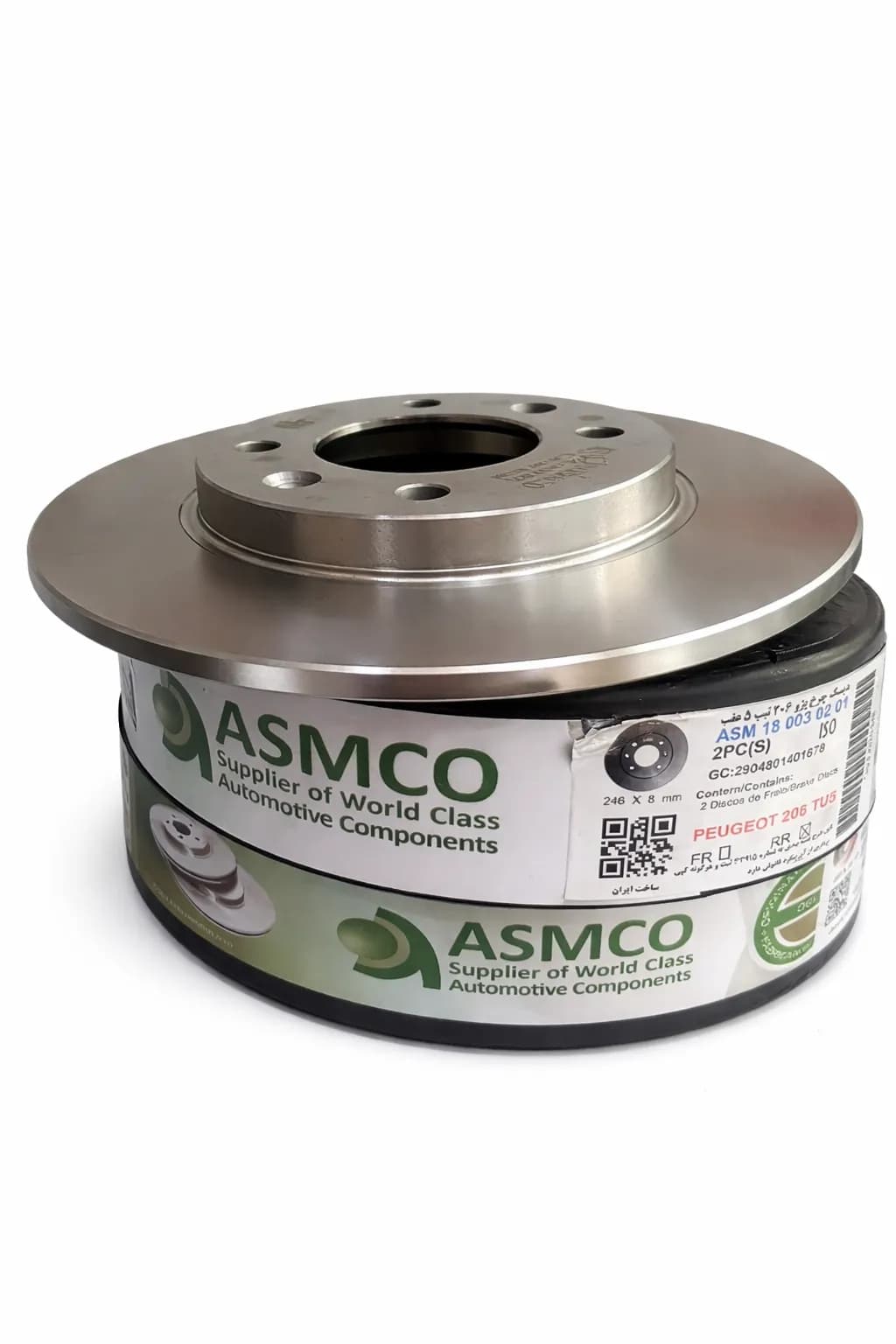 دیسک ترمز عقب پژو 206 تیپ 5 آسمکو (ASMCO) – بسته دوتایی — تصویر ۴