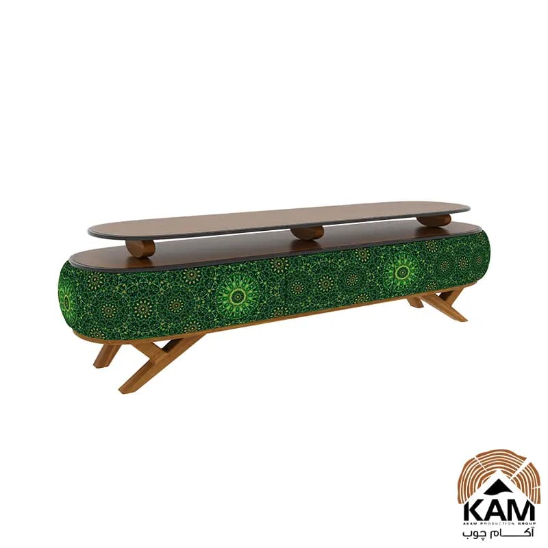 میز تلویزیون نقش آکام چوب طرح لاهیجان سایز 160 — تصویر ۲