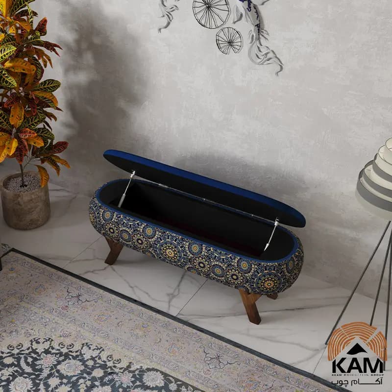 پاف نیمکتی نقش آکام چوب طرح سلین سایز 120 — تصویر ۱۱