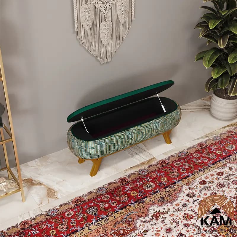 پاف نیمکتی نقش آکام چوب طرح ایوان سایز 120 — تصویر ۱۱