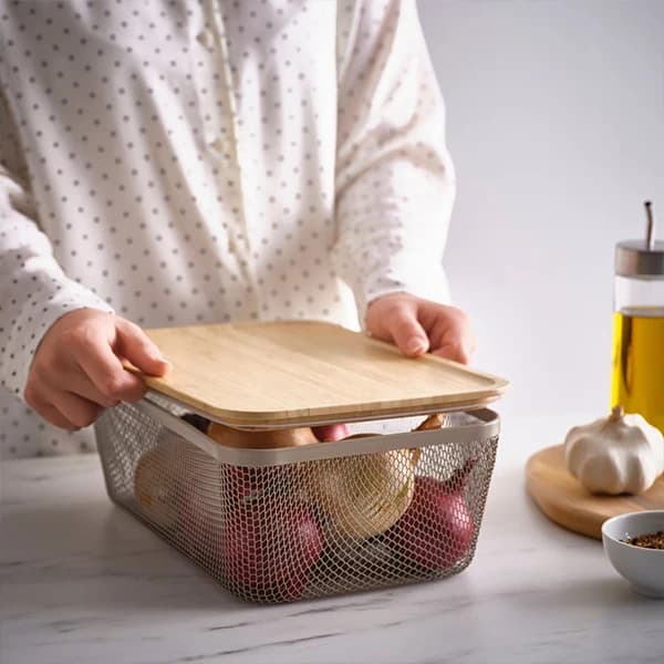 سبد فلزی مستطیل ایکیا مدل IKEA 365+ درب دار و بدون درب 2 رنگ — تصویر ۵