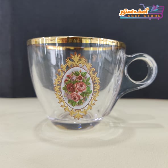 فنجان چری بلینک مکس طلایی گلدار کد b95 — تصویر ۱۰