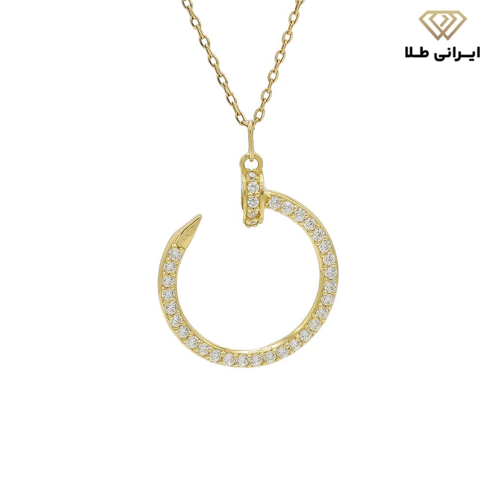 گردنبند طلا زنانه نگین دار حلقه ای مدرن — تصویر ۳