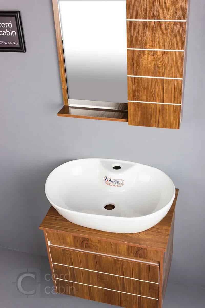 روشویی کابینتی طرح چوب بیضی آرمیتاژ — تصویر ۲