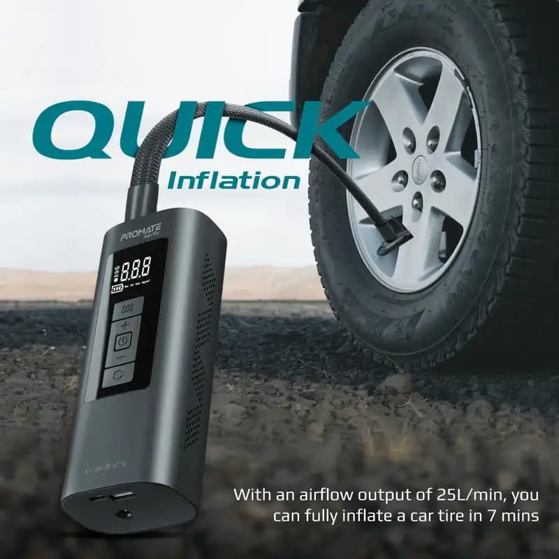 پاوربانک و کمپرسورهوا پرومیت Aerify مدل 150PSI ظرفیت 6000mAh – مشکی — تصویر ۱۰