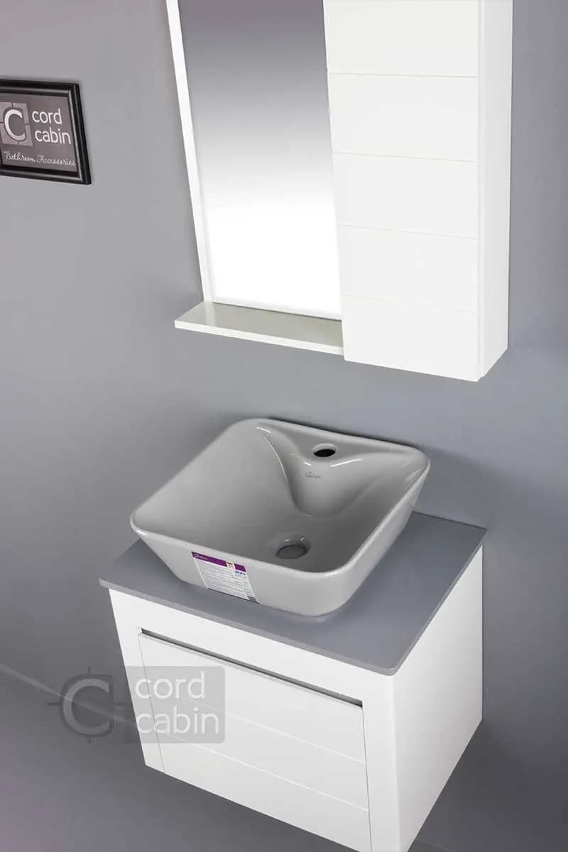 روشویی کابینتی طرح الیزه با کاسه مربع طوسی گاتریا — تصویر ۷