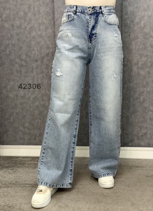 شلوار بگ آبی روشن-42306 — تصویر ۵