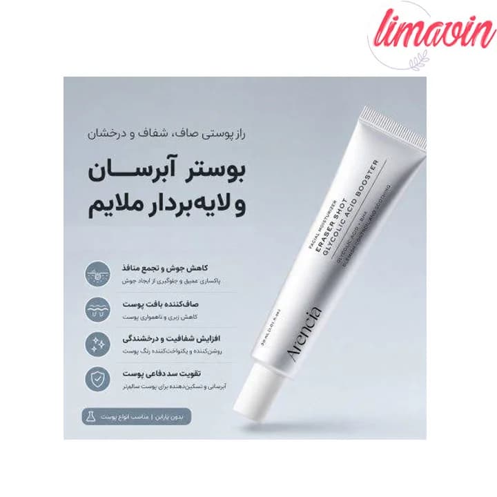 بوستر گلایکولیک اسید لایه بردار و رفع منافذ آرنسیا حجم 30 میلی لیتر — تصویر ۶