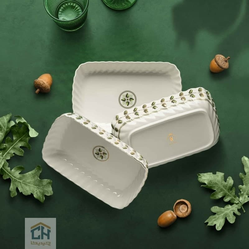 مرغ خوری مستطیل چینی کوچک گلدکیش طرح ROYSA مدل GK701133-2 — تصویر ۲