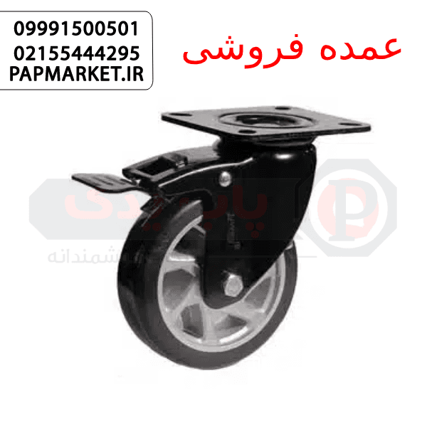 چرخ پلی آمید مشکی با پایه ترمزدار — تصویر ۳