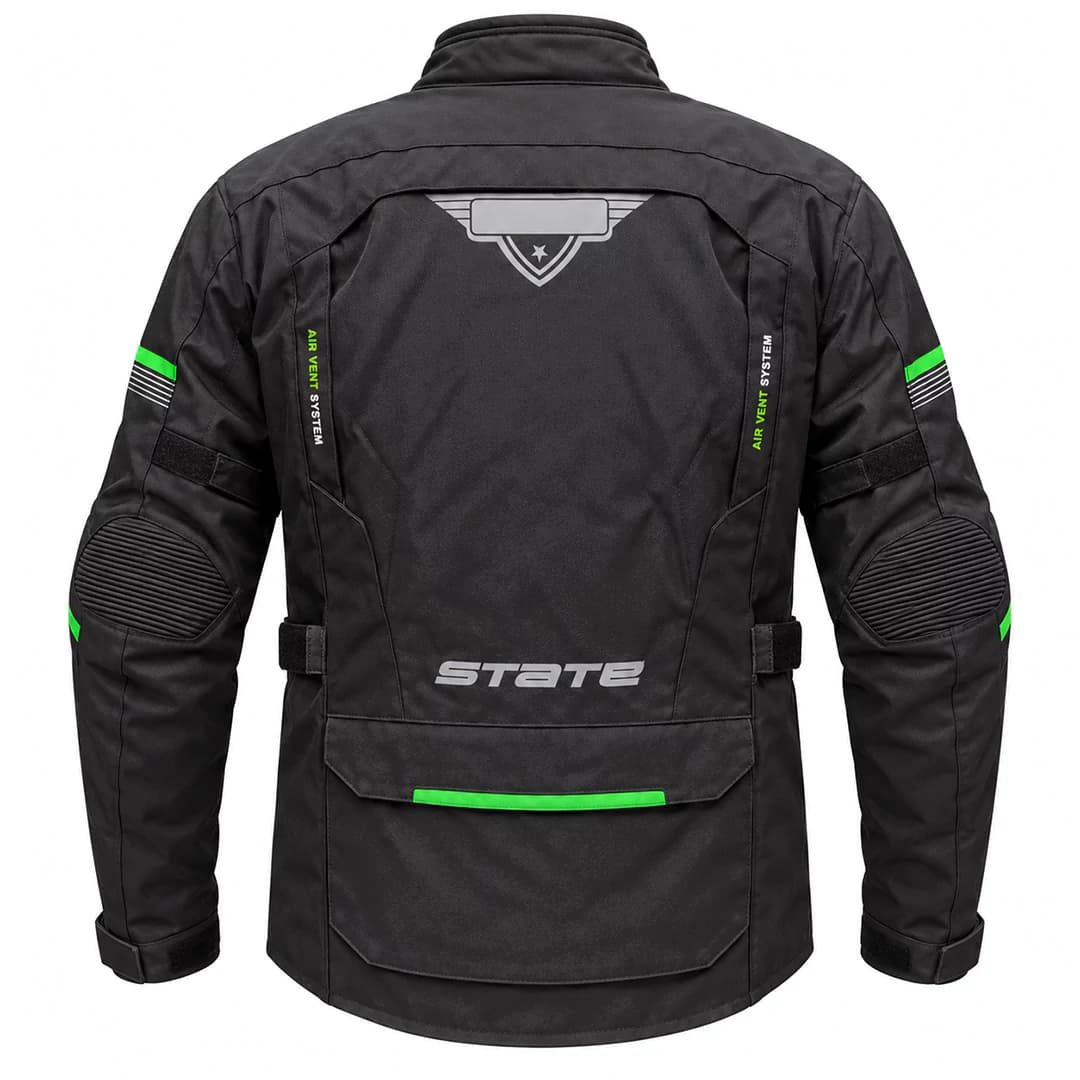 کاپشن چهارفصل موتورسواری استیت مدل تورینگ کیو BLACK GREEN — تصویر ۱۰
