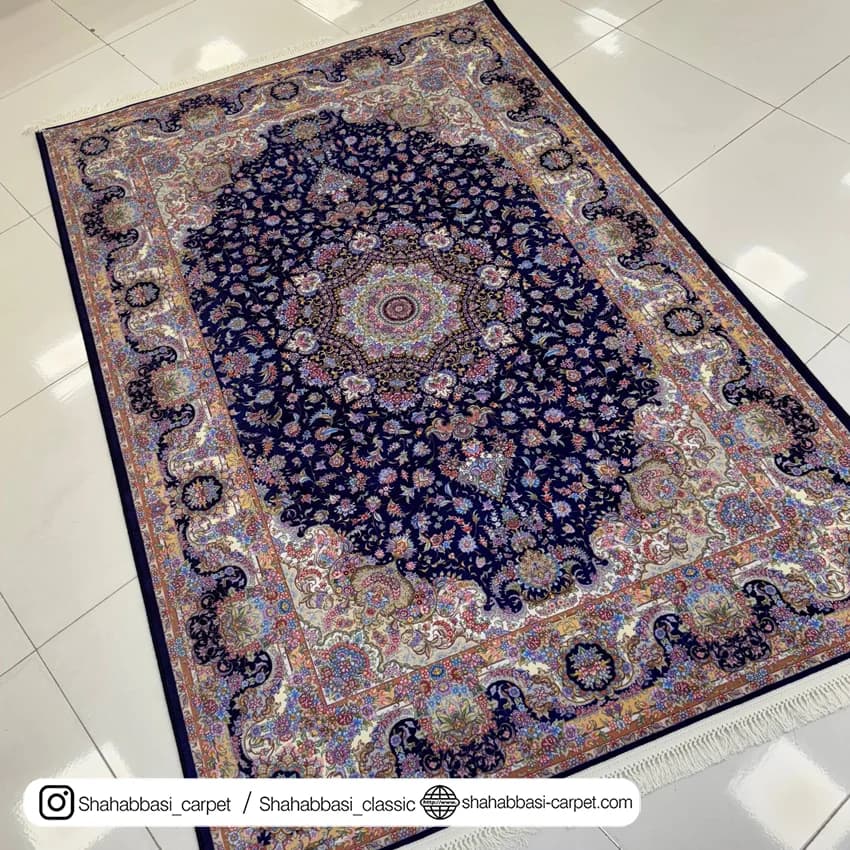فرش ماشینی آفرینش کد 1500231 سرمه ای — تصویر ۶