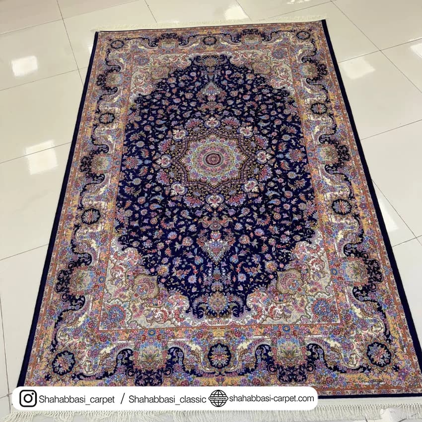 فرش ماشینی آفرینش کد 1500231 سرمه ای — تصویر ۴