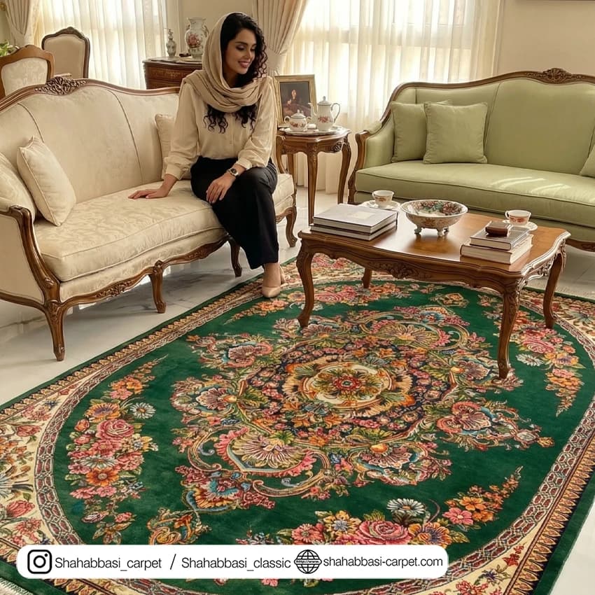 فرش تمام ابریشم کد 253 سبز