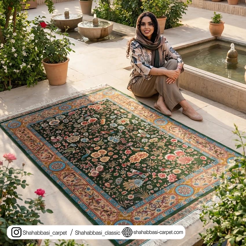 فرش تمام ابریشم کد 251 سبز