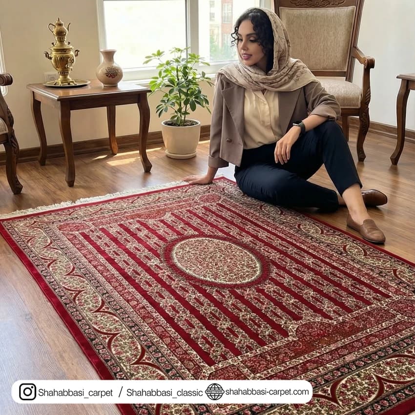 فرش تمام ابریشم کد 241 قرمز