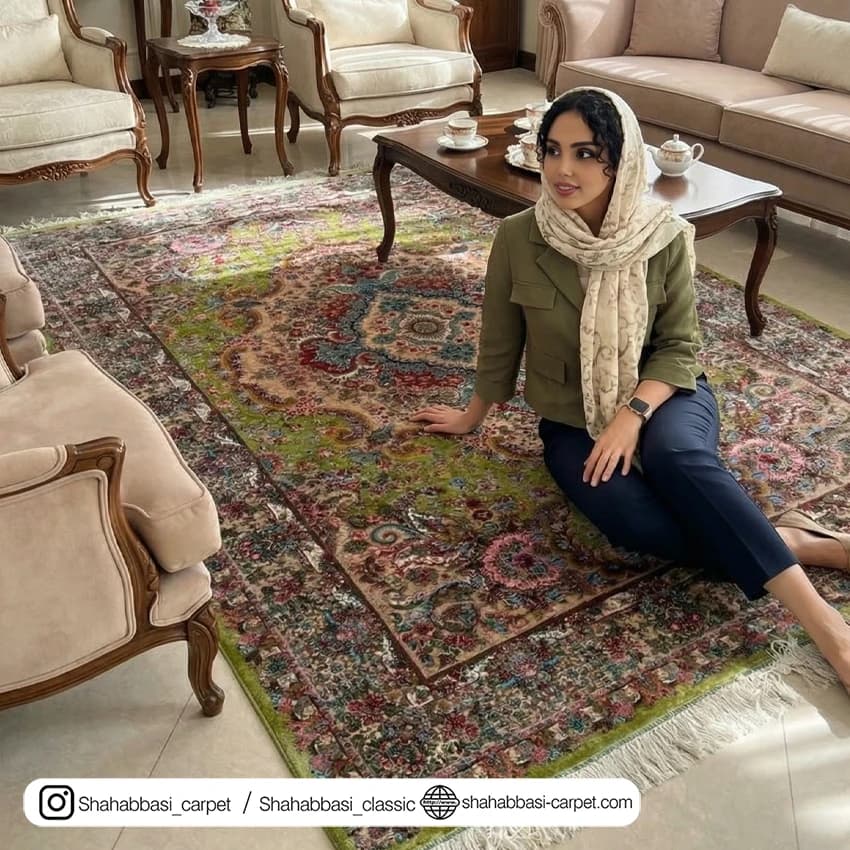 فرش تمام ابریشم کد 237 سبز
