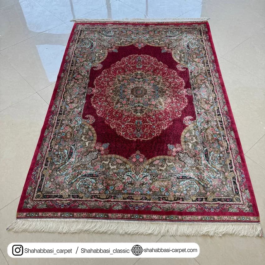 فرش تمام ابریشم کد 236 قرمز — تصویر ۸