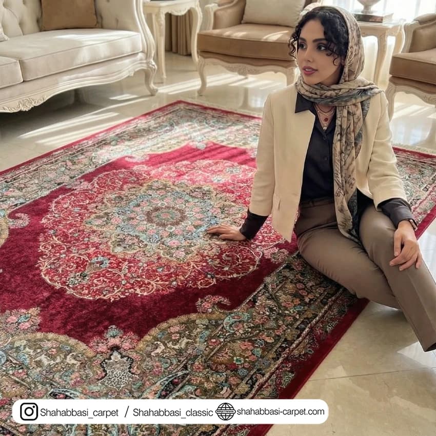 فرش تمام ابریشم کد 236 قرمز — تصویر ۵