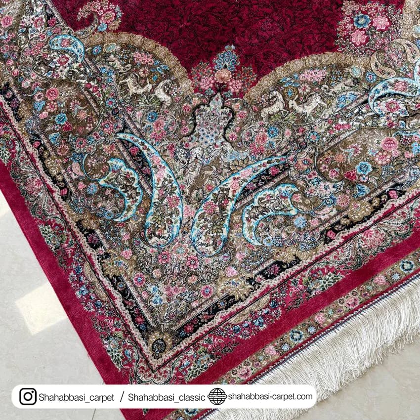 فرش تمام ابریشم کد 236 قرمز — تصویر ۷