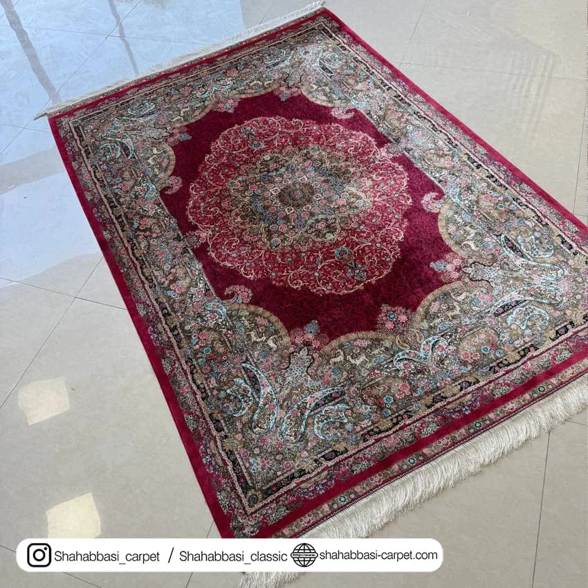 فرش تمام ابریشم کد 236 قرمز — تصویر ۲
