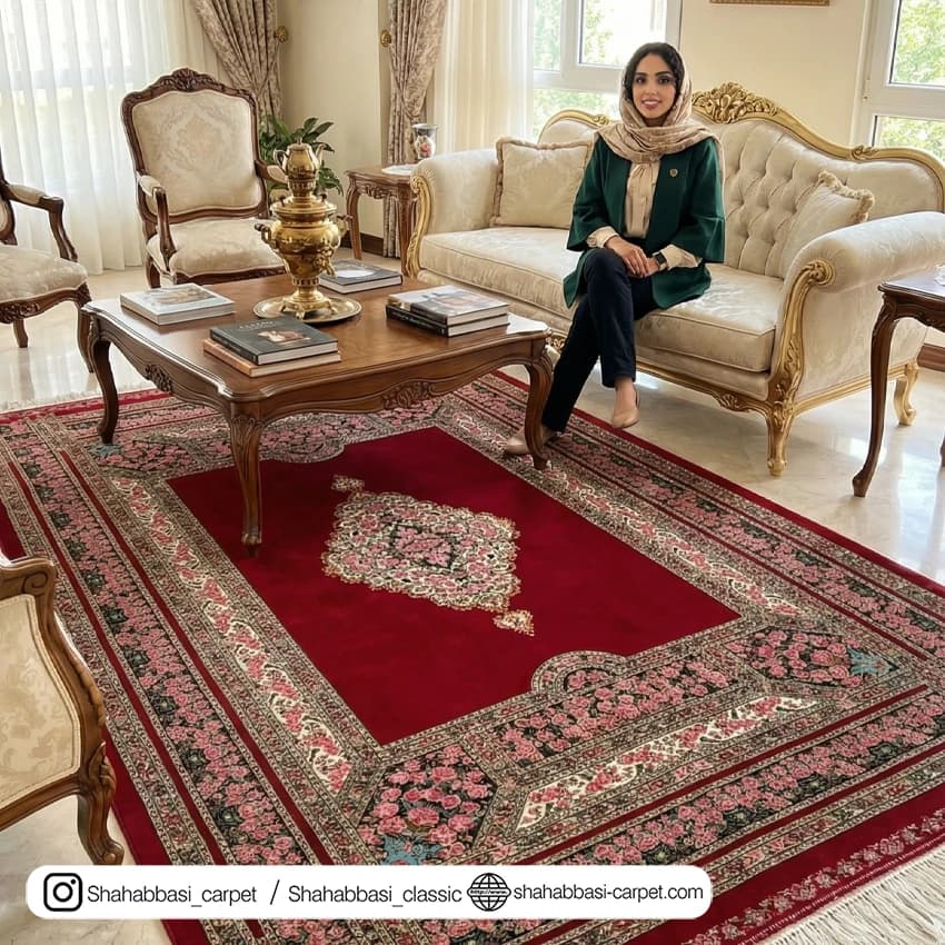 فرش تمام ابریشم کد 224 قرمز — تصویر ۵