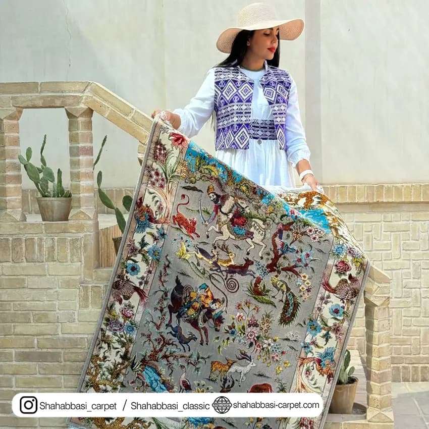 فرش ابریشم کد 158 طوسی — تصویر ۶