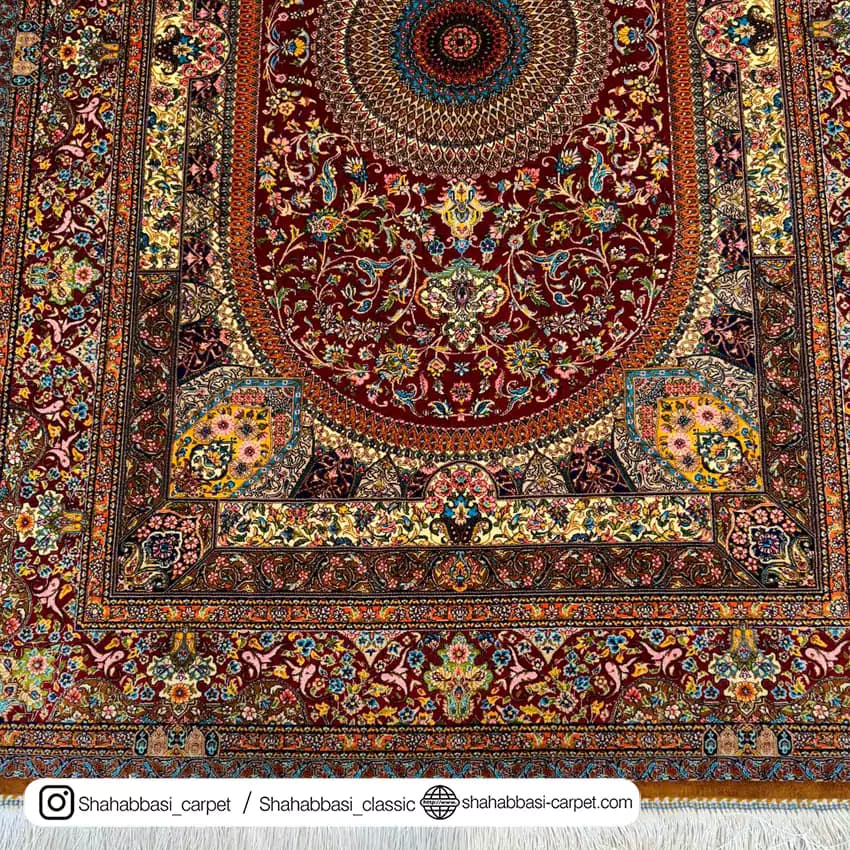 فرش تمام ابریشم کد 64 لاکی — تصویر ۴