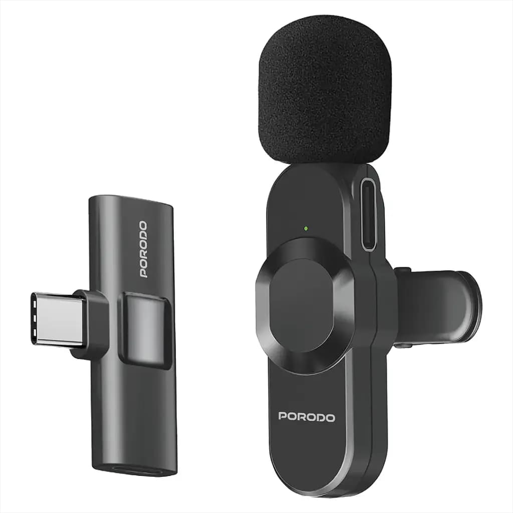 میکروفون یقه ای بی سیم پرودو Porodo Audix Lavalier Microphone Type-C & Lightning PDLAMPHF2