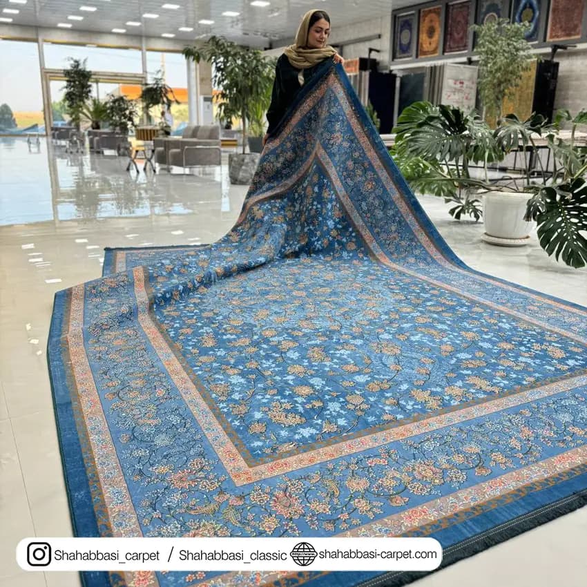 فرش ماشینی کد 1200152 آبی — تصویر ۴