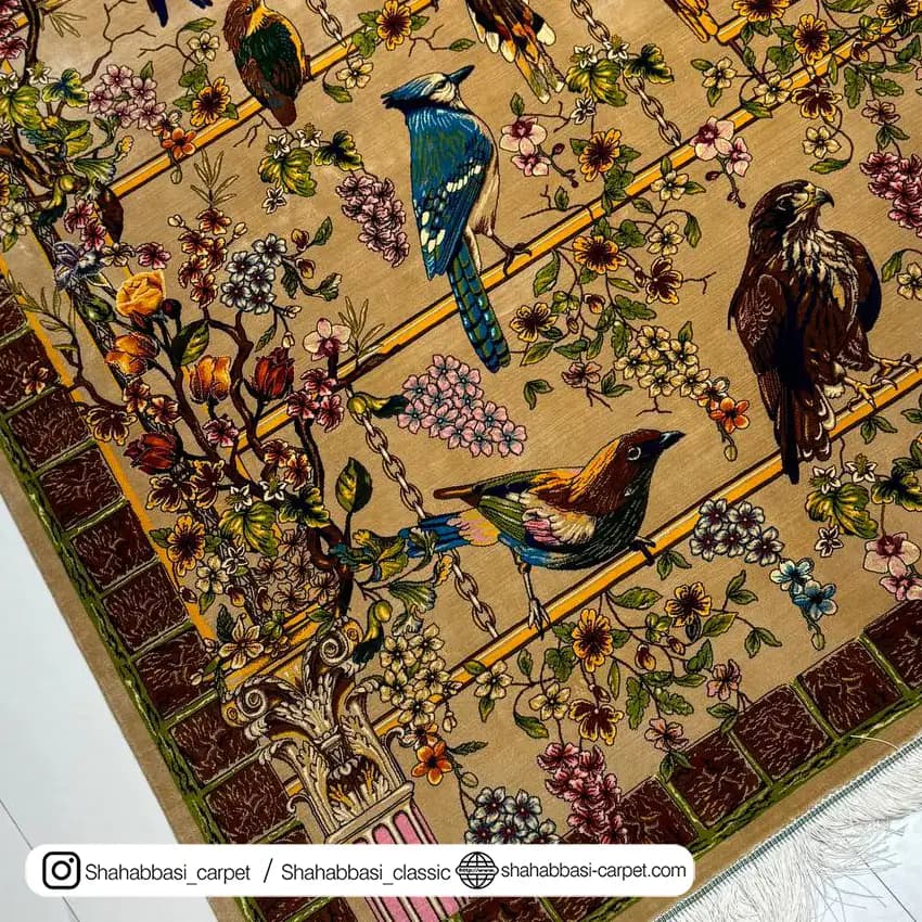فرش تمام ابریشم کد 125 کرم — تصویر ۹